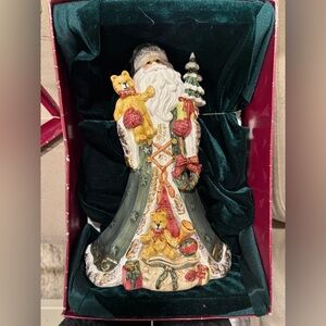 New Unopened Vintage Holiday Santa Figurine with Teddy Bears